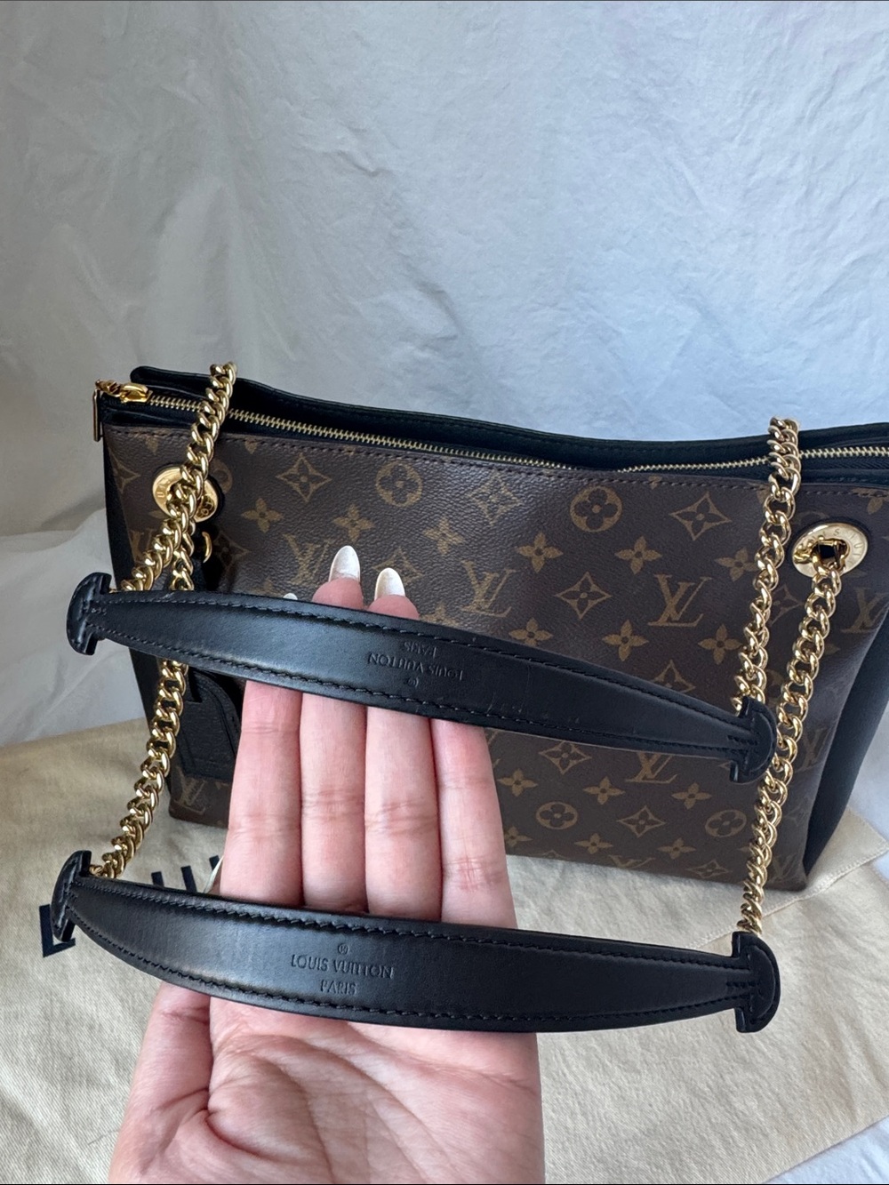Louis Vuitton Surene MM Monogram Shoulder Bag in Brown & Black Like New - Picture 12 of 13